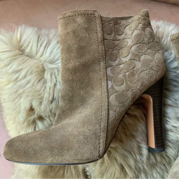 Coach Tan Suede Signature Ankle Boots - Picture 4 of 13